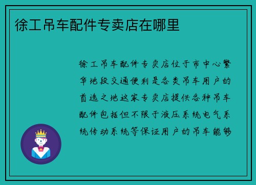 徐工吊车配件专卖店在哪里